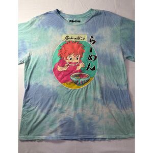 Her Universe Studio Ghibli Ponyo Ramen Tie Dye T-Shirt Blue Green Mens XL